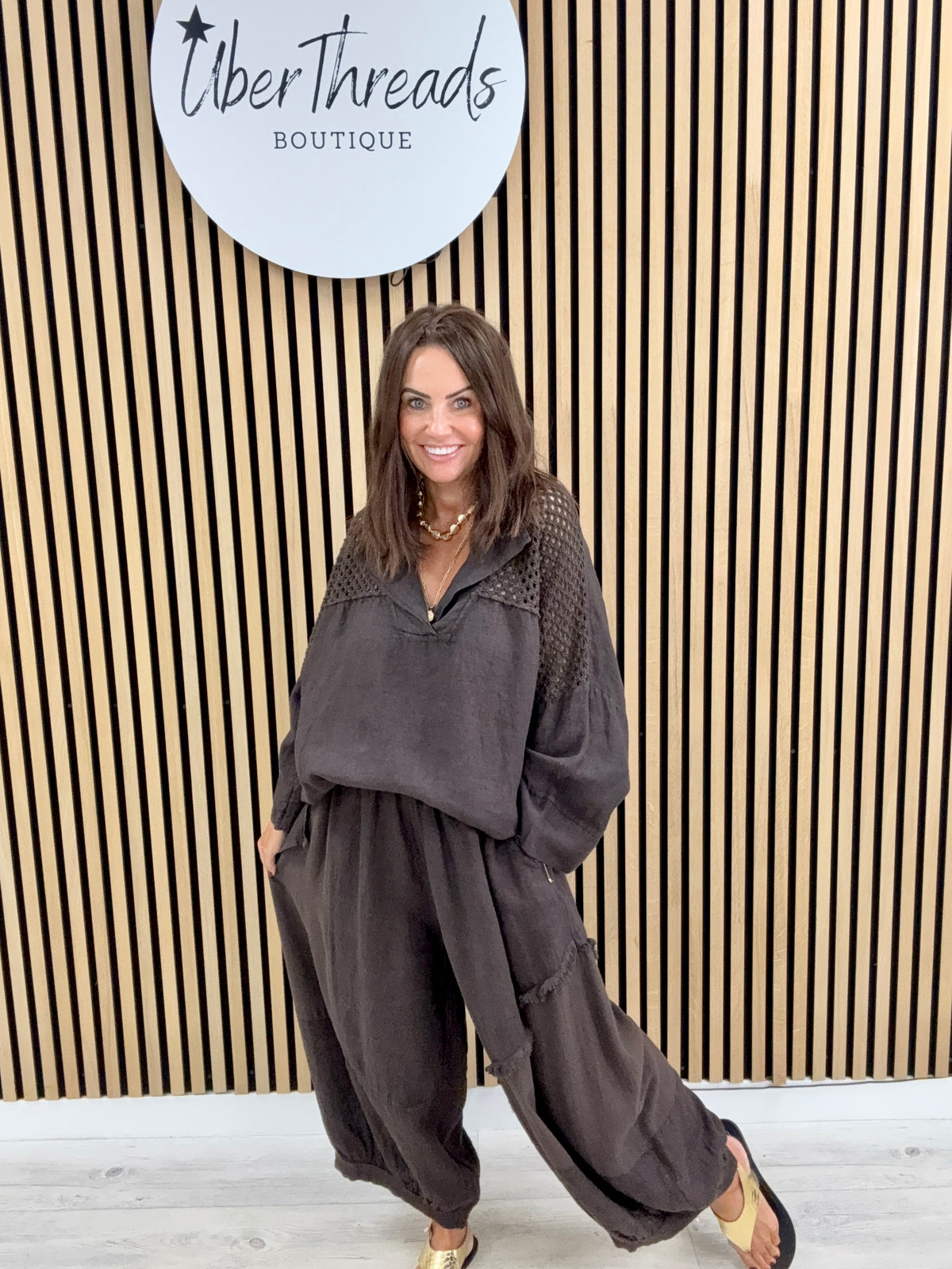 Sahara Linen Cocoon Trousers - Chocolate