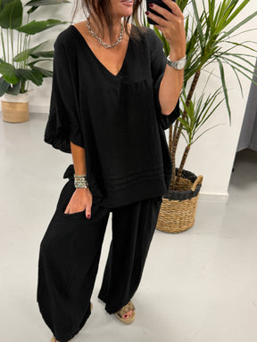 Sahara Seamed Barrel Trousers -  Black