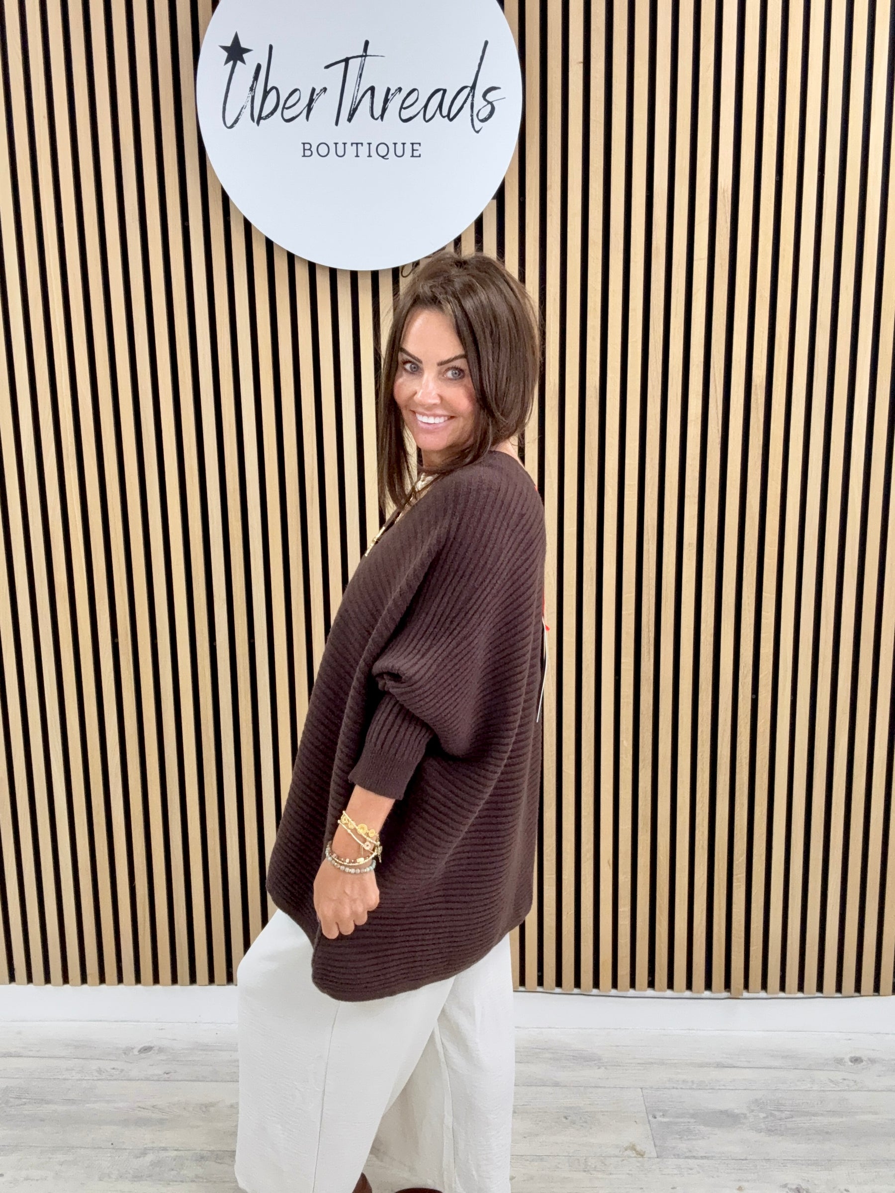 The Ribbed Starfish Cardigan - Chocolate