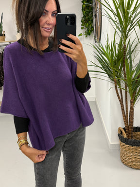 Gracie Crop Sleeve Knit - Dark Purple