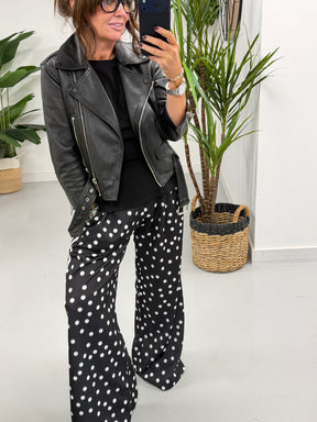 The Polka Stripe Jogger - Black