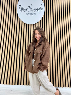 Military Boucle Jacket - Chocolate