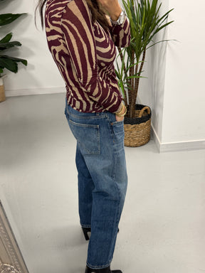 The Cashmere Blend Mesh - Wine/Cream Zebra  (Size 8-14)