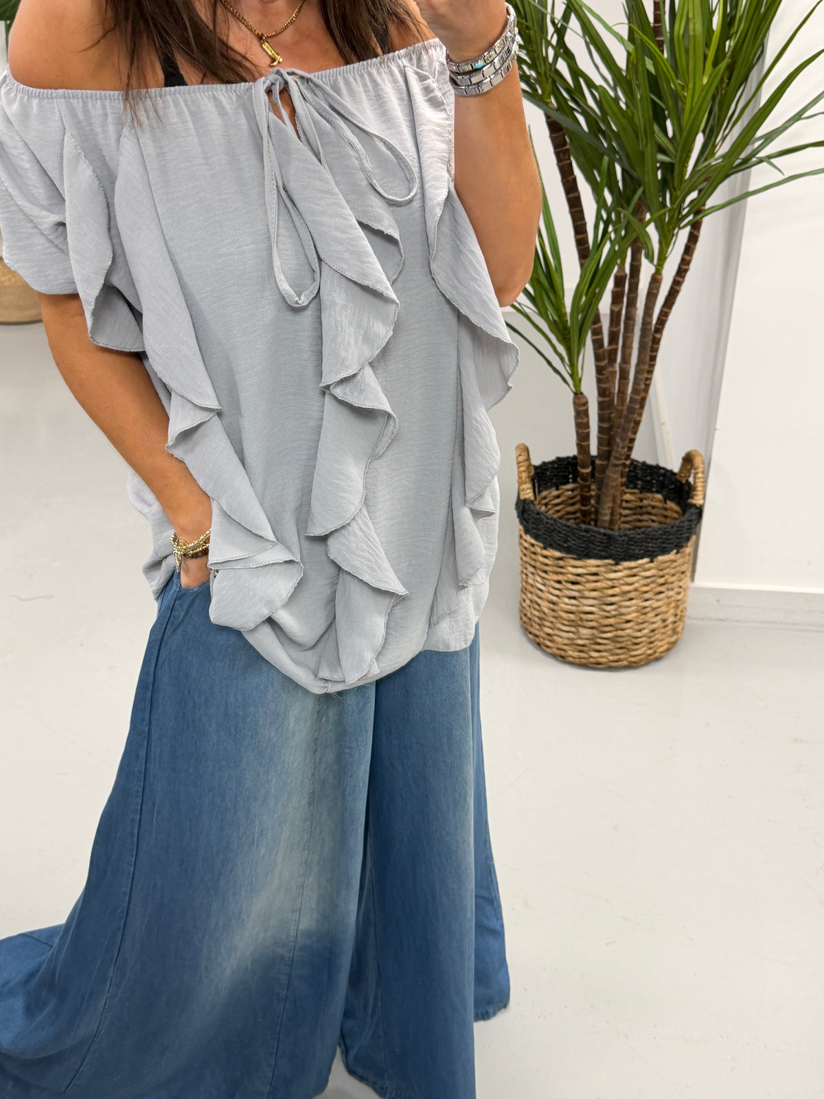 Summer Waterfall Blouse - Grey