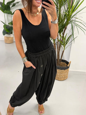 The Button Barrel Trouser - Black