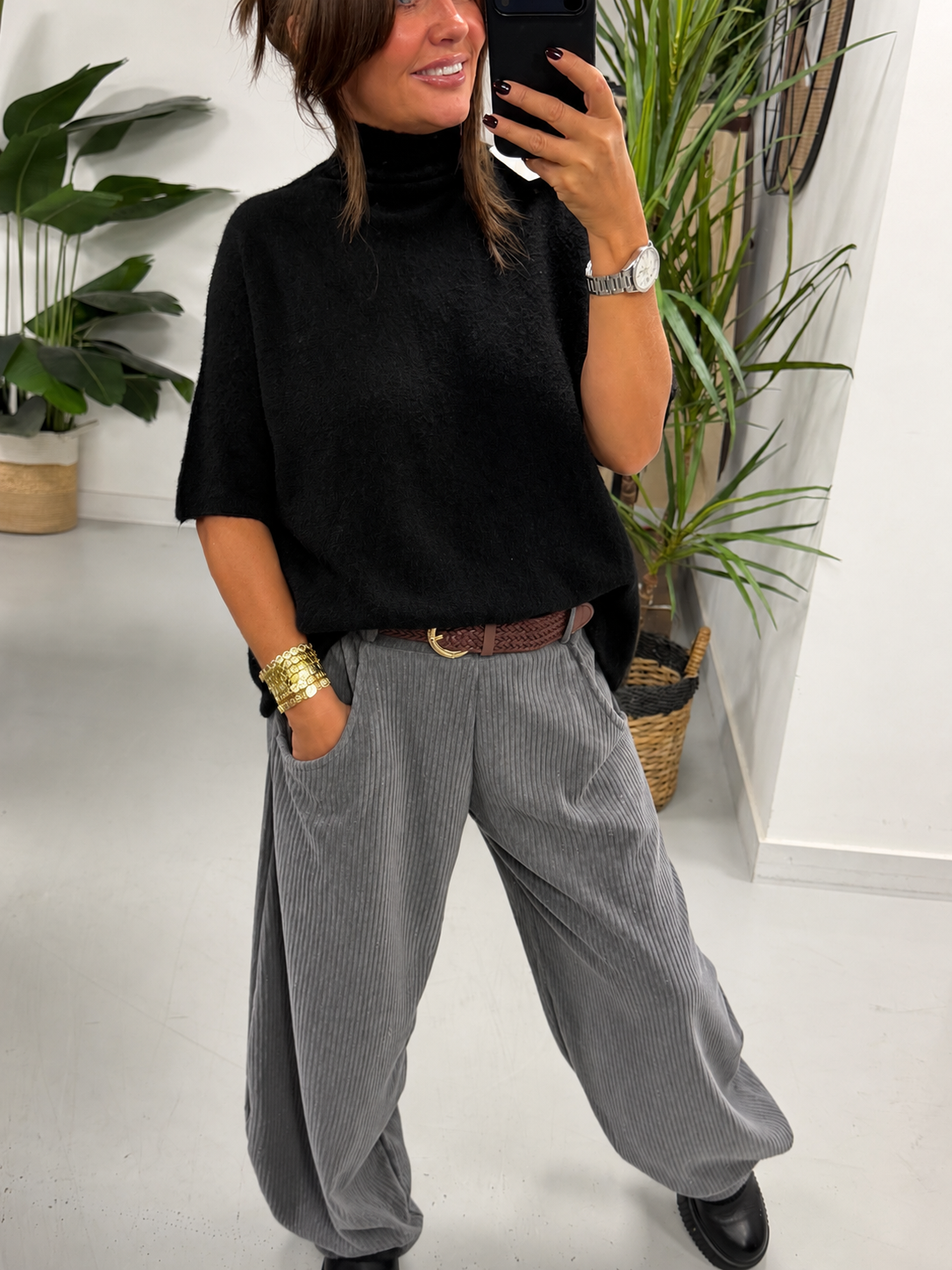**Pre Order** The Cambridge Cord Barrel Trousers - Grey (Size 10-14)