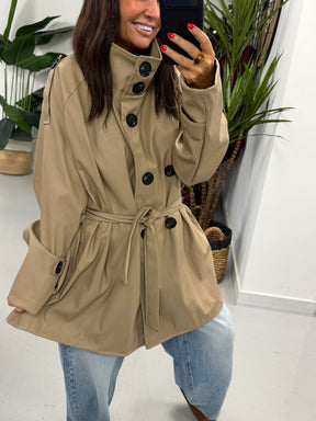 Faux & Fierce PU Trench Jacket - Camel