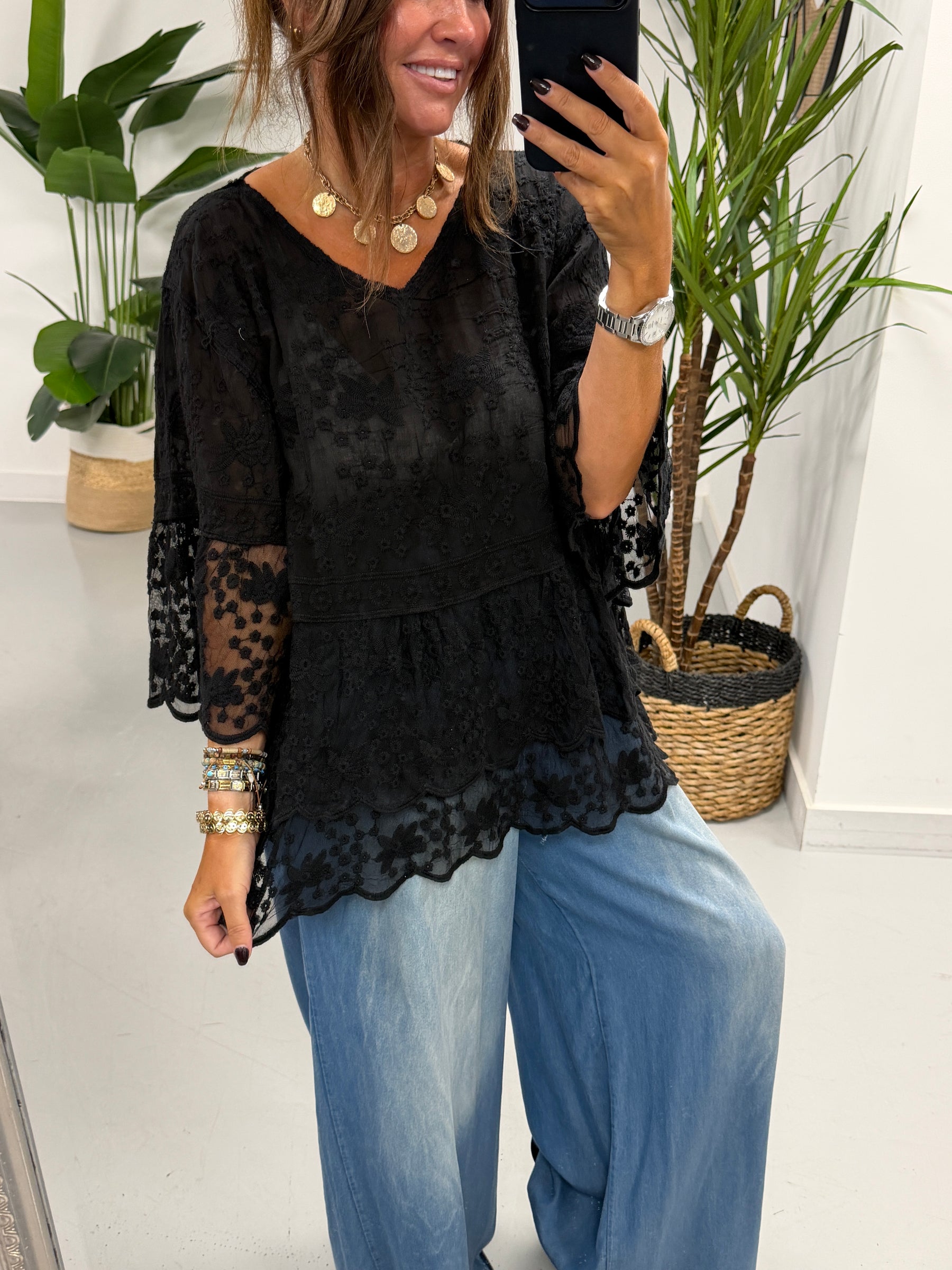 Seville Lace Tunic - Black