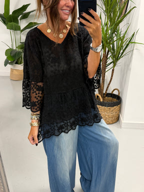 Seville Lace Tunic - Black