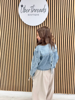 Tie Back Denim Shacket
