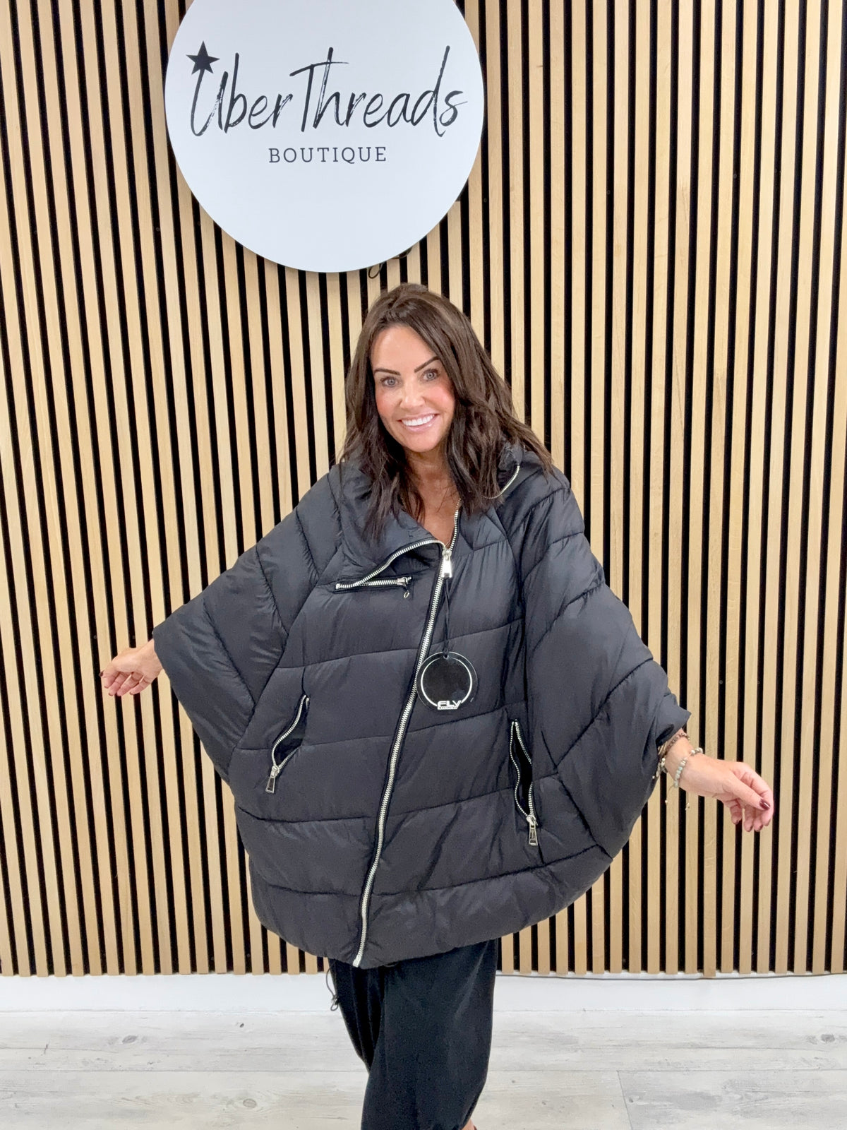 Fly Cape Coat  - Black (sized)