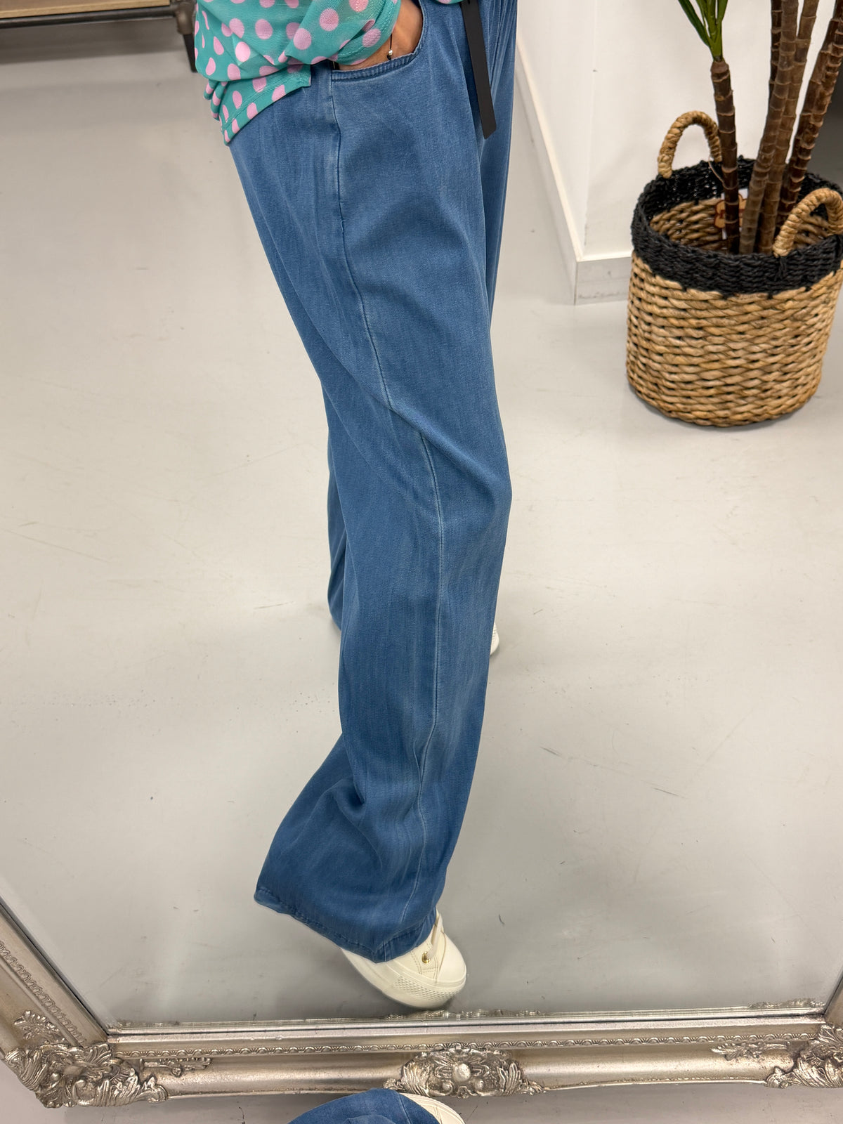 Relaxed Vibe Denim Look Trouser - Blue