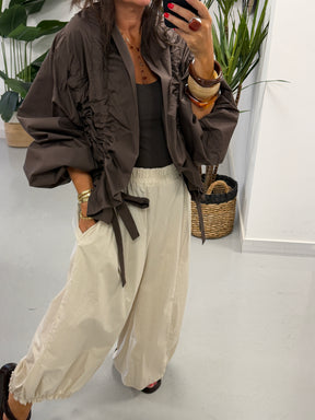PRE ORDER The Urban Ruched Jacket - Chocolate