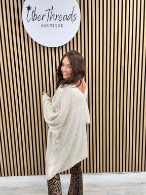The Oversized Dipped Hem Knit - Cream