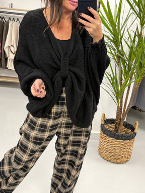 The Button Bow Cosy Knit - Black