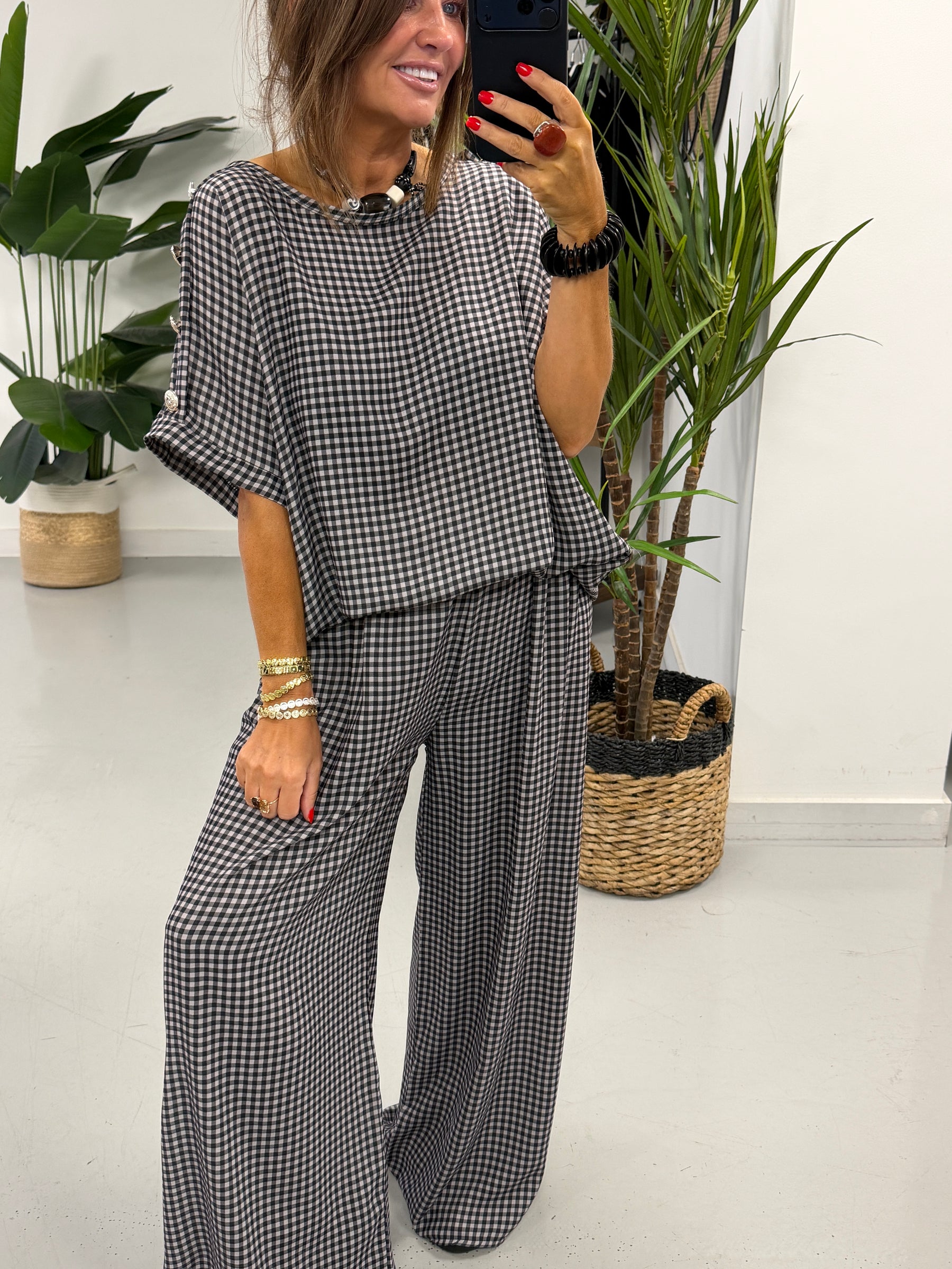 Gingham Military Two Piece - Black