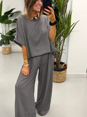 Gingham Military Two Piece - Black