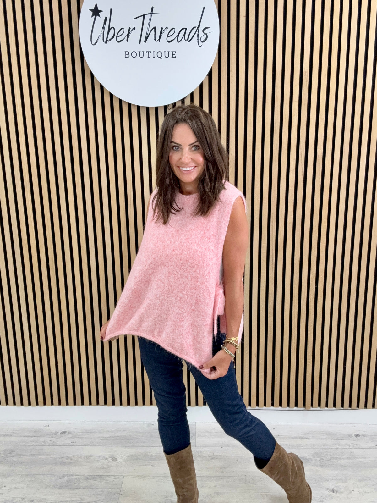 Side Tie Tank - Baby Pink