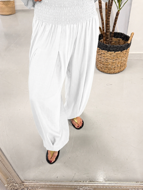 The Shirred Balloon Trouser - White