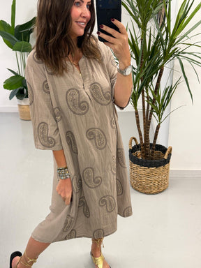 The Paisley Midi Dress - Mocha