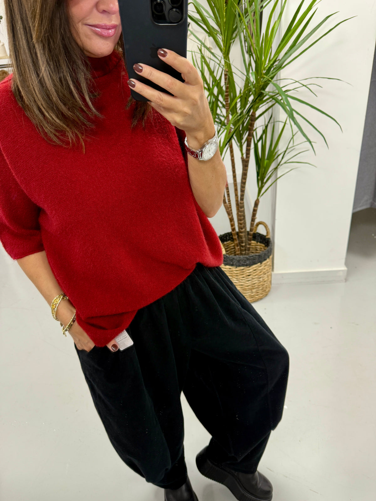 Oakley Crop Sleeve Knit - Wine