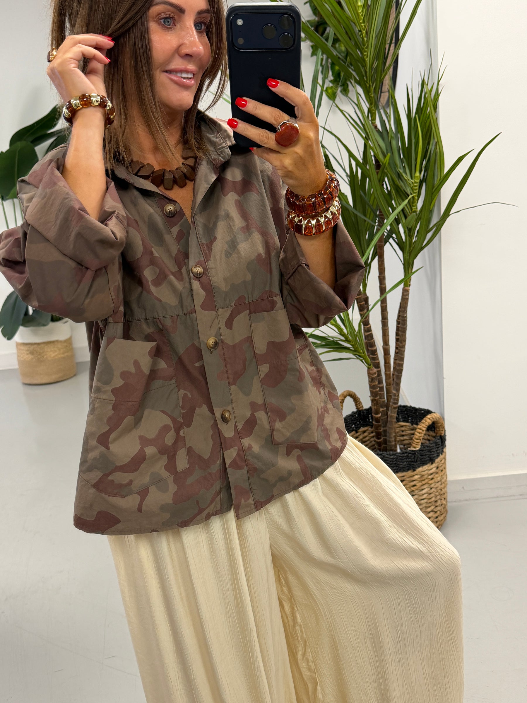 The Retro Camo Shacket - Dark Khaki