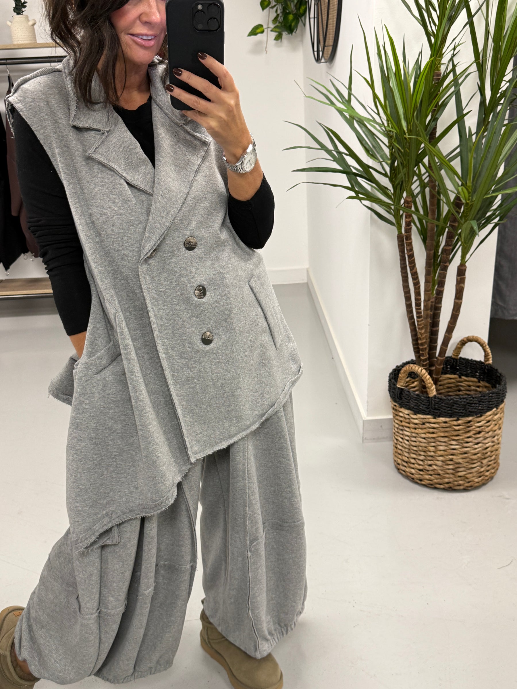 The Deluxe Weekend Collection Deluxe Asymmetric Wasitcoat  - Marl Grey