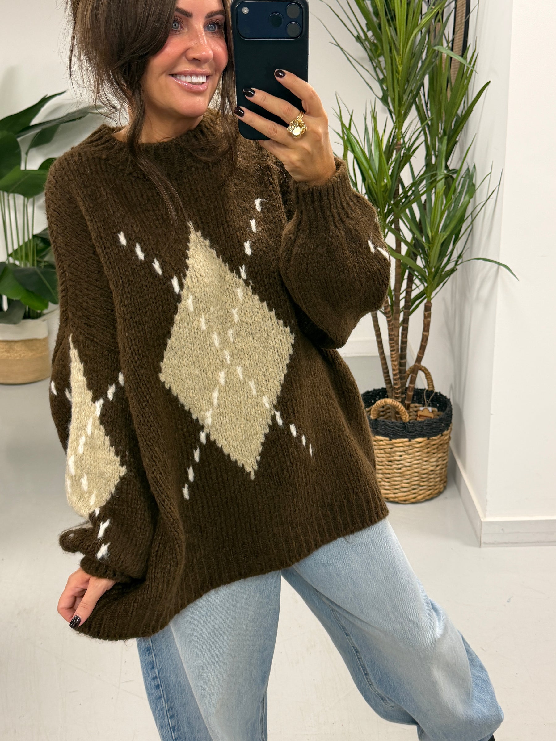 The Argyle Rustic Soft Knit - Chocolate (Size 10-18)