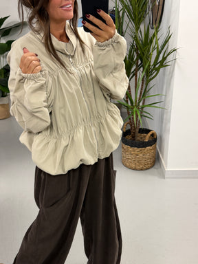 The Needlecord Ruffle Bomber - Cream (Size 10 - 16)