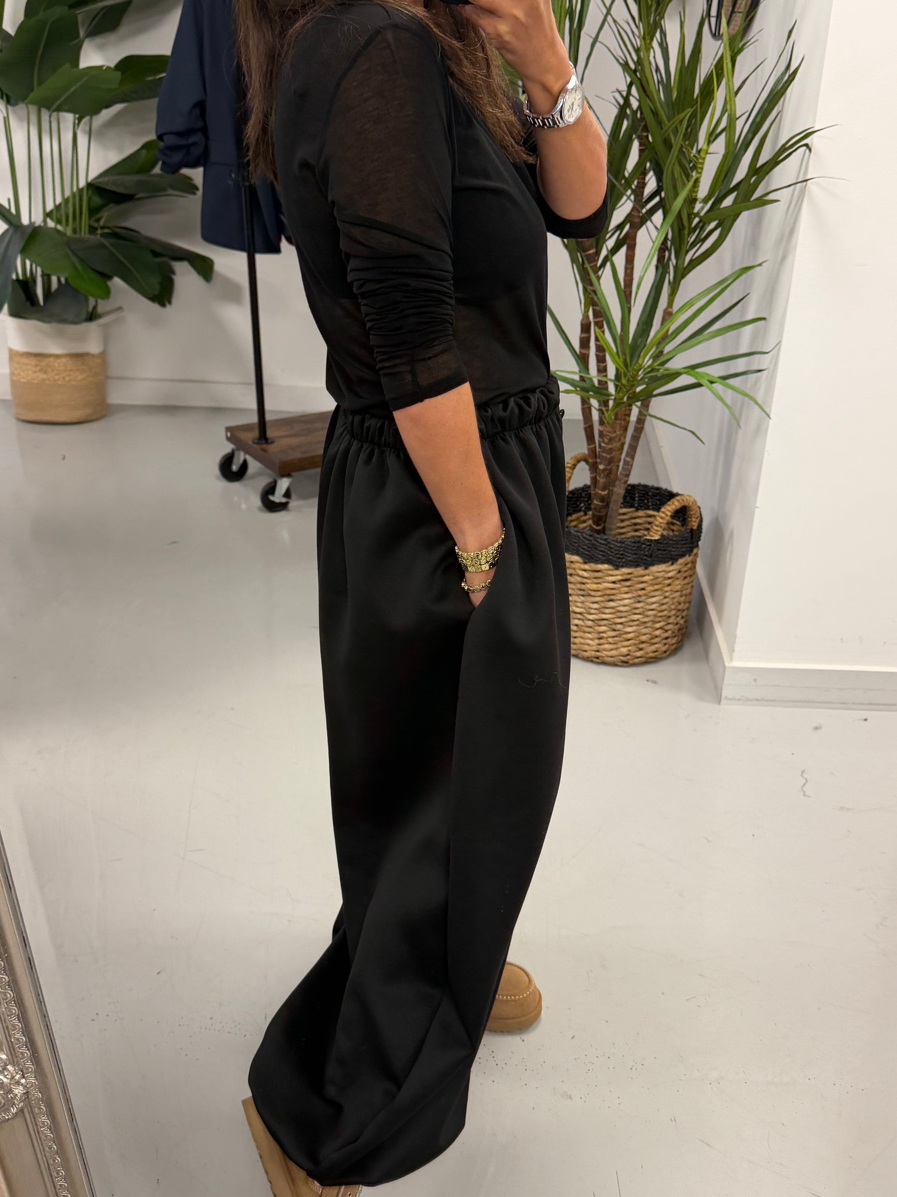 Button Front Balloon Cuff Joggers - Black (Size 10-18/20)