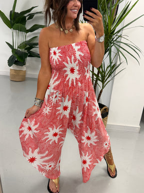 Funky Star Bardot Jumpsuit -Red
