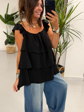 Liberty Ruffle Tunic - Black