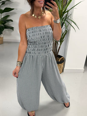 PRE ORDER The Gingham Balloon Leg Jumpsuit- Black