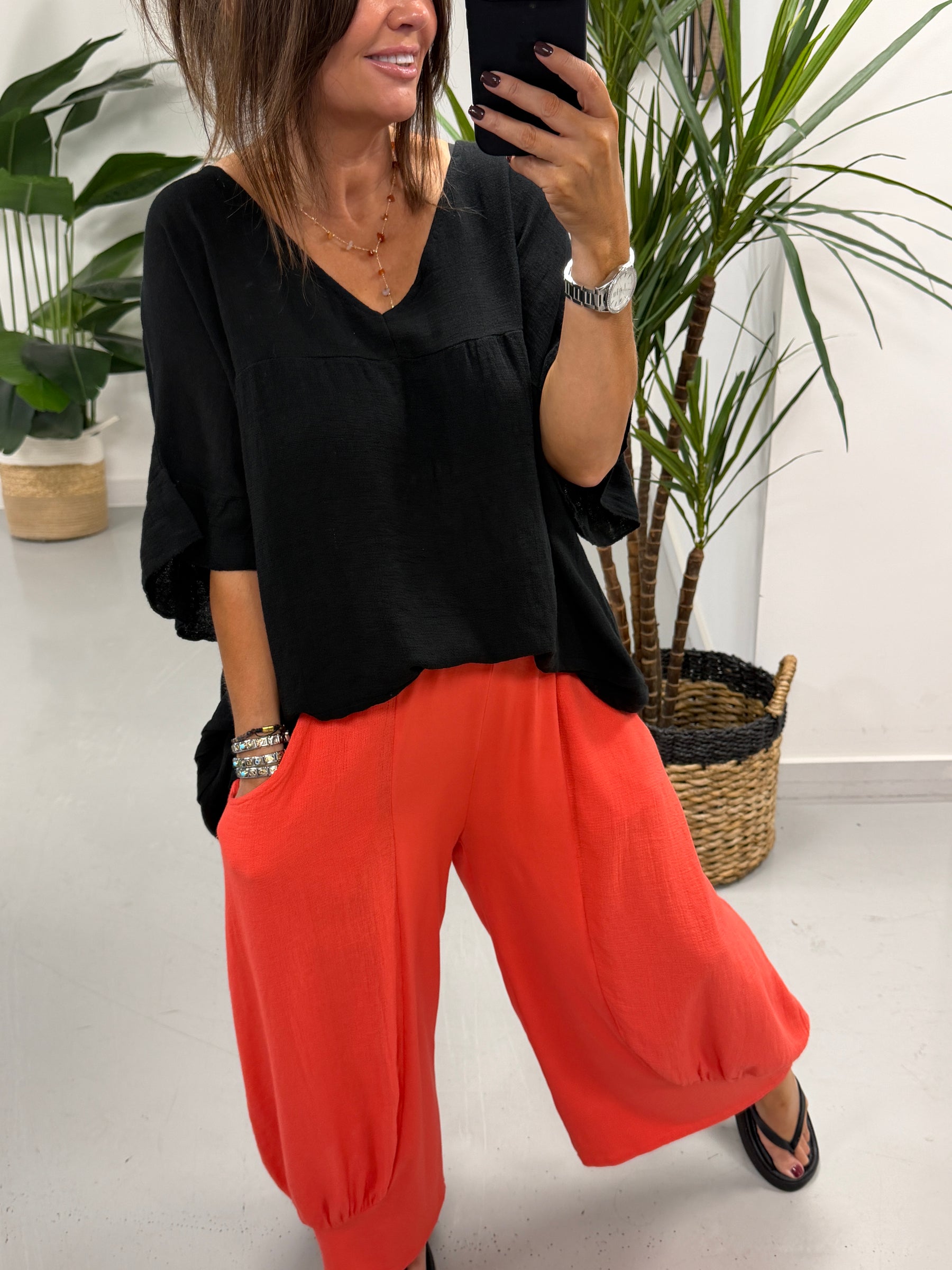 Sahara Cropped Pants - Coral
