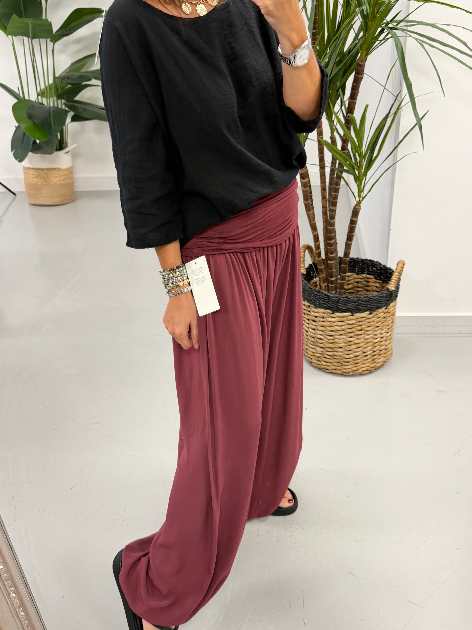 Ali Baba Slouch Pants - Wine