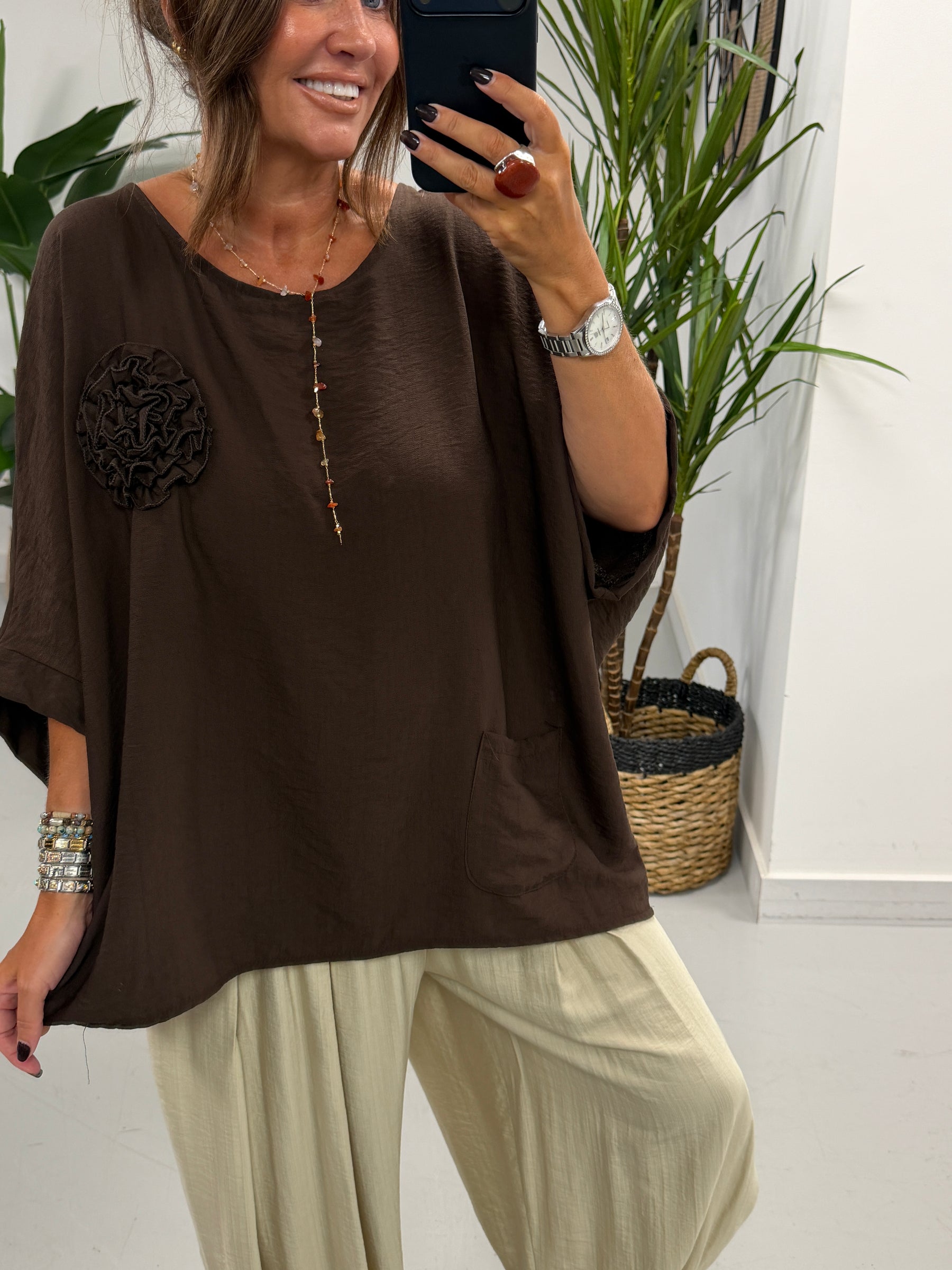 Roxie Pocket Tunic - Chocolate
