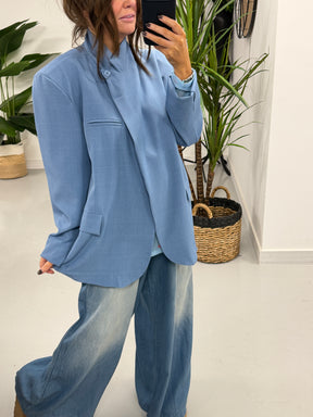 Funnel Neck Blazer - Blue