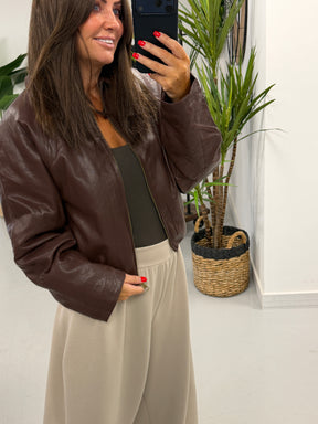 The Butter Soft Faux Leather  Bomber -Wine