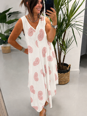 The Paisley Handkerchief Hem Dress - Baby Pink