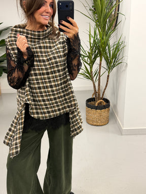The Bailey Brushed Cotton Plaid Tank - Khaki (Size 10-16)