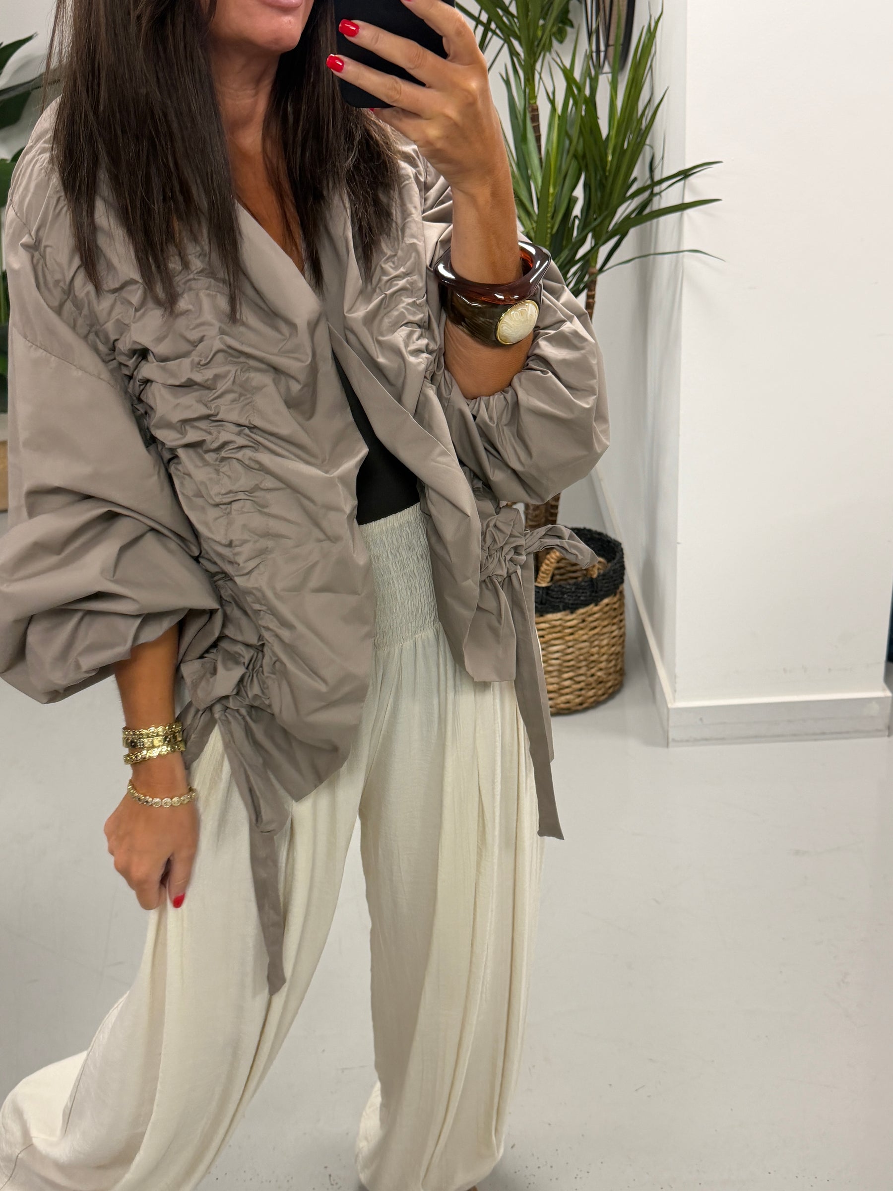 The Urban Ruched Jacket - Taupe