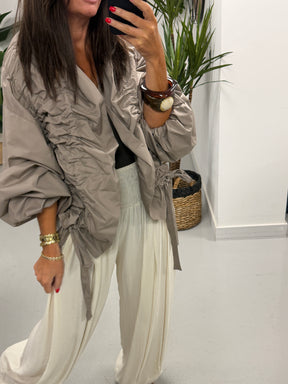 The Urban Ruched Jacket - Taupe