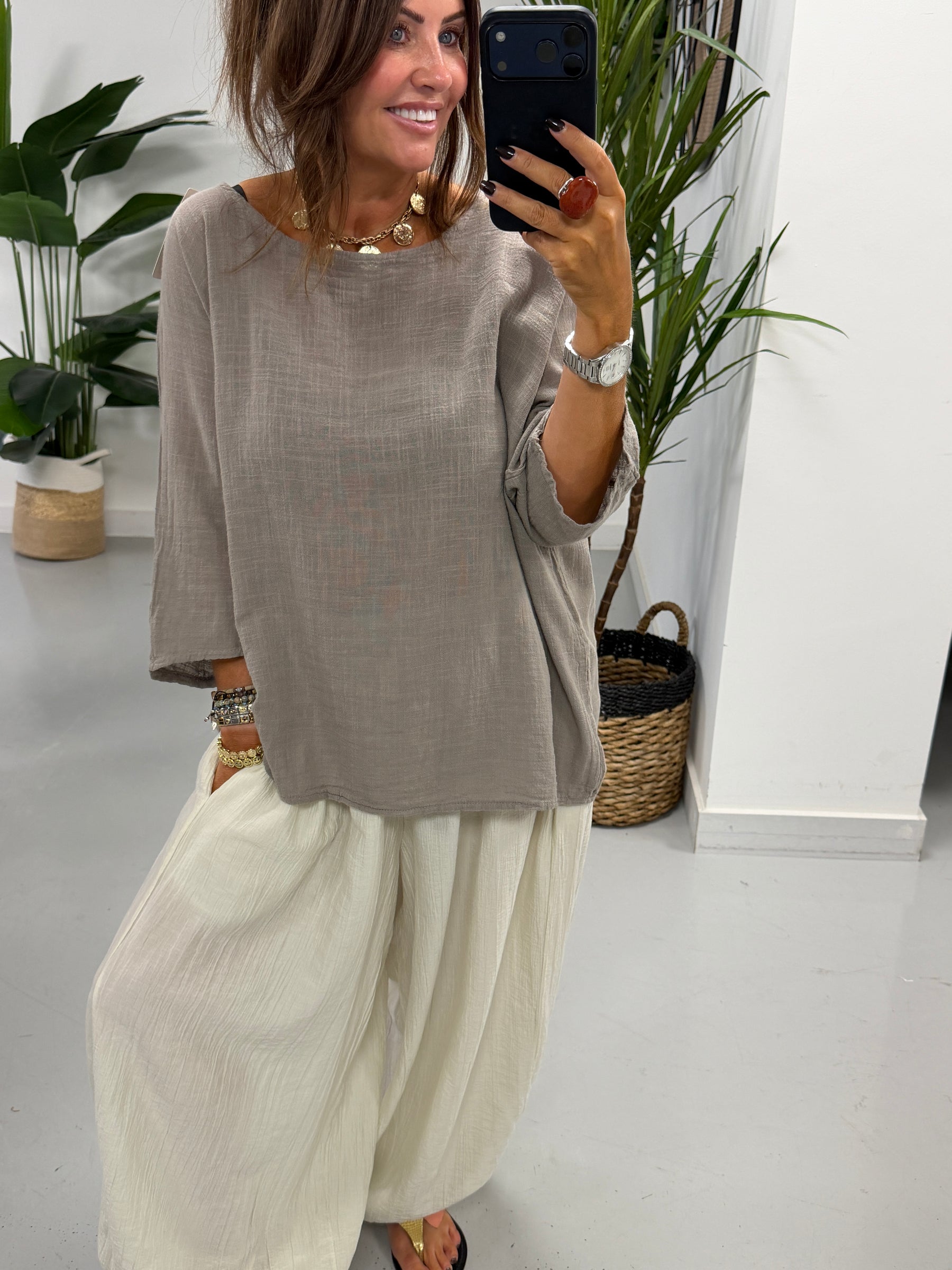 Basic Cotton Top - Taupe