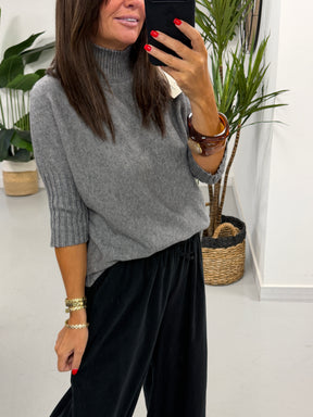 Crop Sleeve Knit - Grey