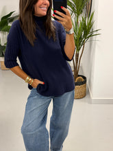 Crop Sleeve Knit - Navy
