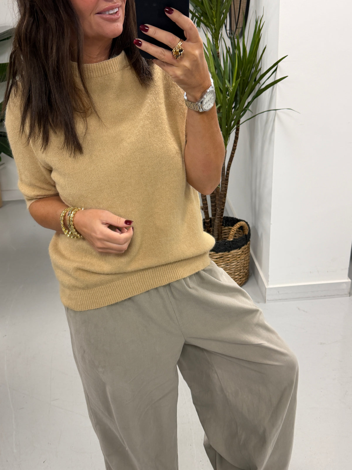 The Drift Crop Sleeve Knit - Camel (Size 10-14)