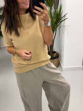 The Drift Crop Sleeve Knit - Camel (Size 10-14)