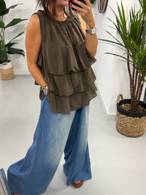 The Rio Ruffle Top - Chocolate