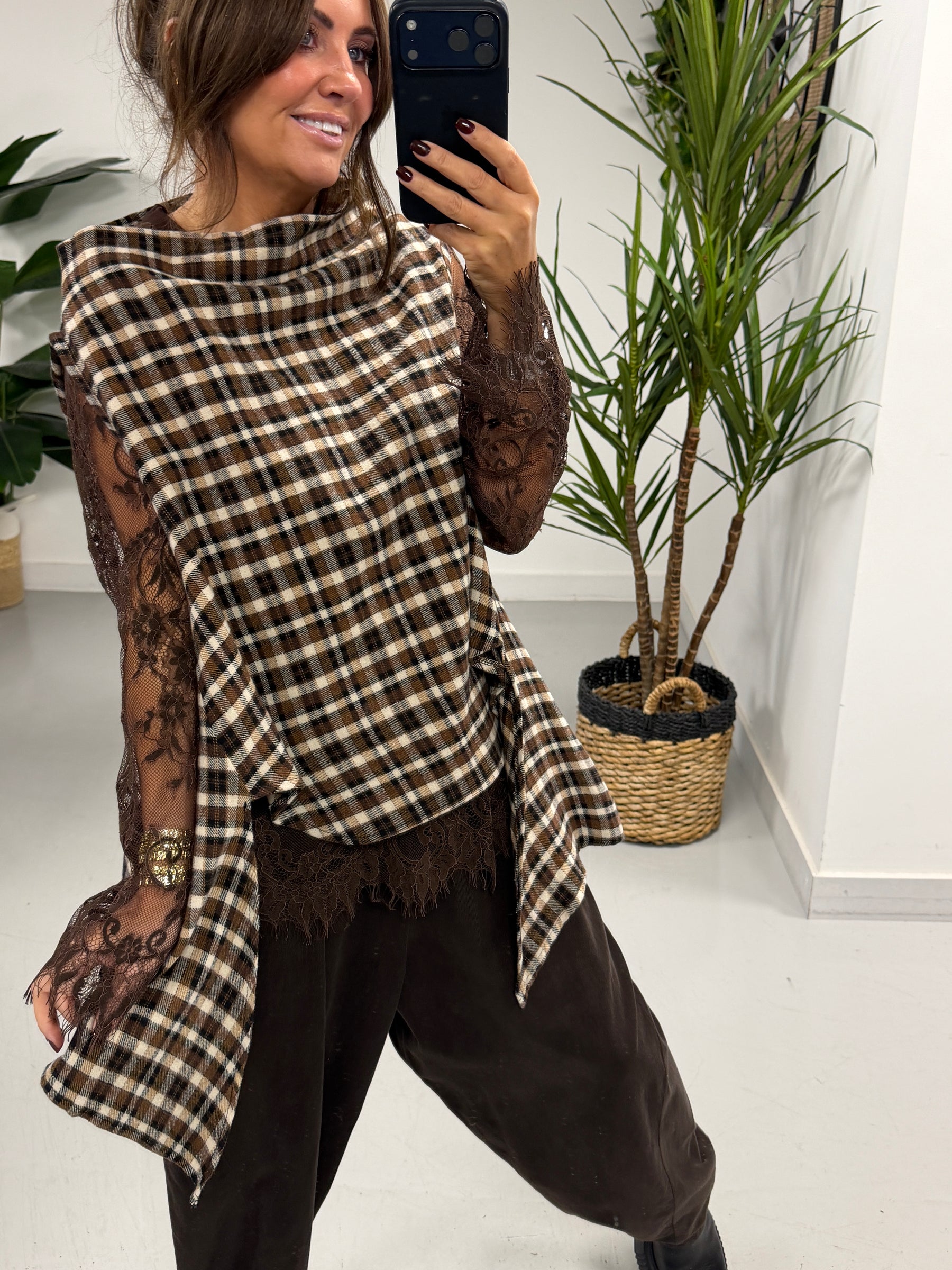 The Bailey Brushed Cotton Plaid Tank - Chocolate (Size 10-16)
