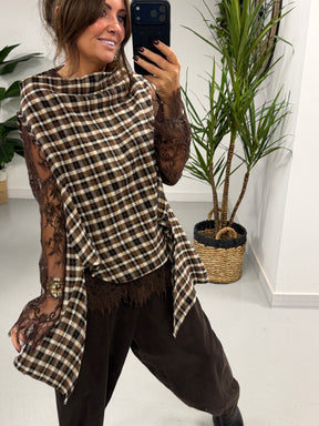 The Bailey Brushed Cotton Plaid Tank - Chocolate (Size 10-16)